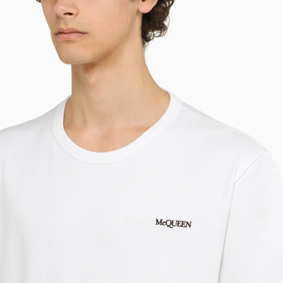 Shop Alexander Mcqueen Alexander Mc Queen White T Shirt With Logo Embroidery