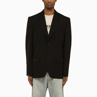 Shop Balenciaga Black Wool Single Breasted Jacket
