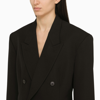 Shop Balenciaga Cinched Double Breasted Black Wool Jacket