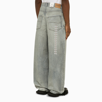 Shop Balenciaga Dirty Blue Denim Baggy Pants With Size Stickers