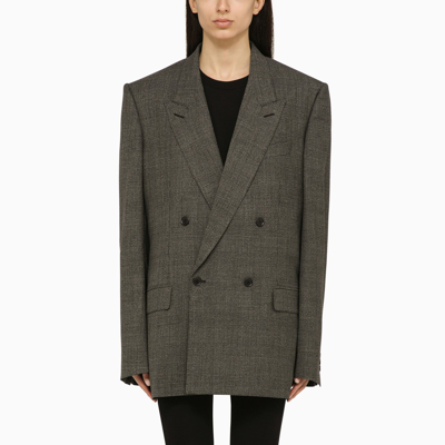 Shop Balenciaga Prince Of Wales Double Breasted Jacket In Wool