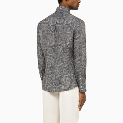 Shop Brunello Cucinelli Linen Shirt With Paisley Print
