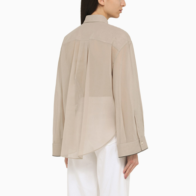 Shop Brunello Cucinelli Semi Transparent Beige Cotton Shirt