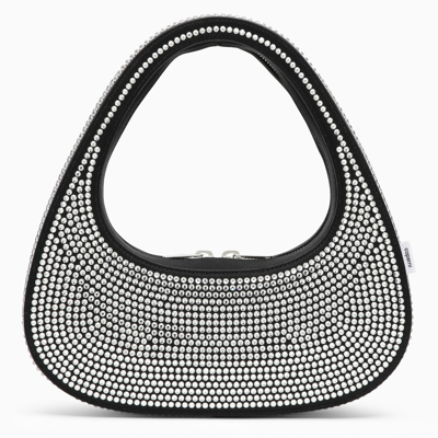 Shop Coperni Black Swipe Bag With Crystals In Leather