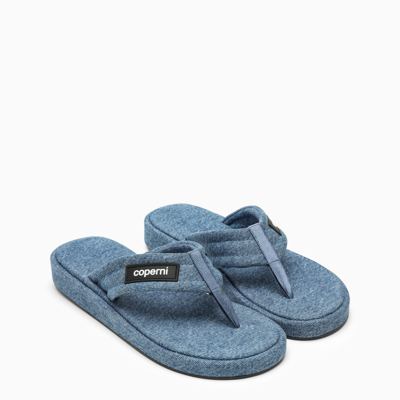 Shop Coperni Denim Flip Flops With Logo