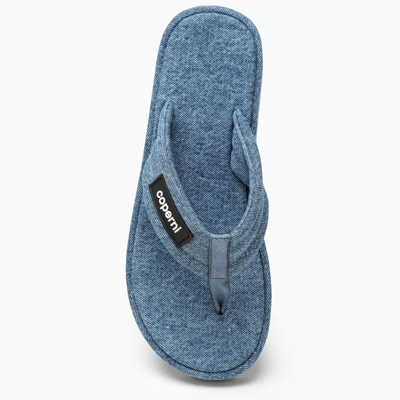 Coperni Blue Denim Branded Flip Flops In Blue