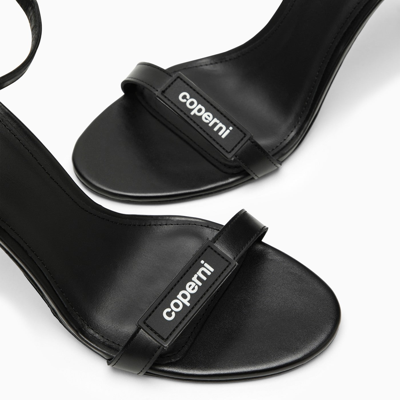 Shop Coperni High Black Leather Sandal With Logo