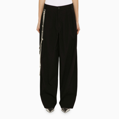 Shop Darkpark Phebe Black Cotton Wide Trousers With Chains
