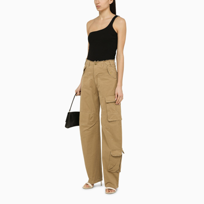 Shop Darkpark Rosalind Cotton Beige Cargo Trousers
