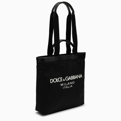 Shop Dolce & Gabbana Dolce&gabbana Black Nylon Shopping Bag With Logo