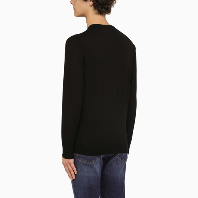 Shop Drumohr Black Wool Crewneck Sweater