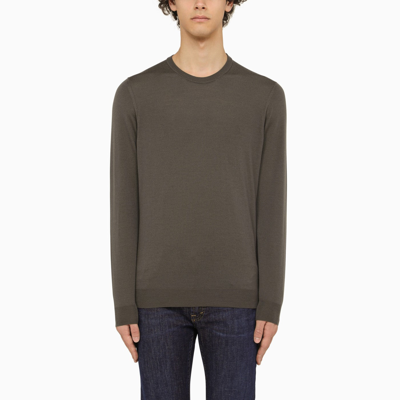 Shop Drumohr Grey Wool Crewneck Sweater