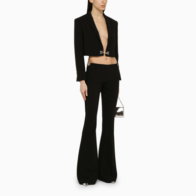 Shop Dsquared2 Black Palazzo Trousers With Jewel Detail