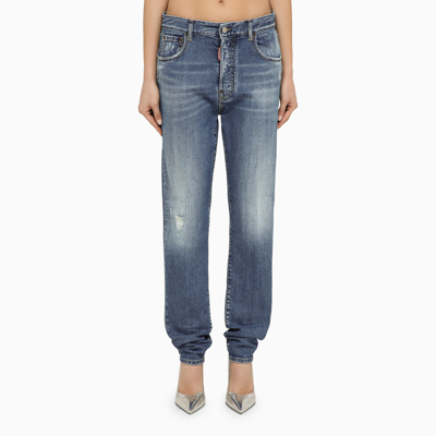 Shop Dsquared2 Jennifer Navy Blue Denim Jeans