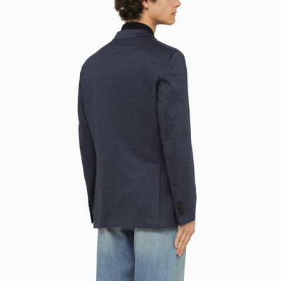 Shop Etro Blue Jacquard Single Breasted Jacket