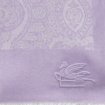 Shop Etro Lilac Cotton Blend Scarf