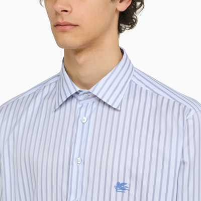 Shop Etro White/light Blue Striped Long Sleeved Shirt
