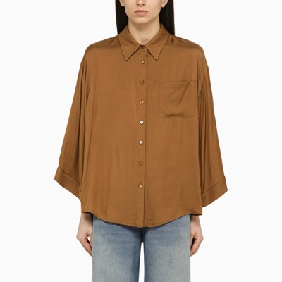 Shop Federica Tosi Brown Viscose Shirt