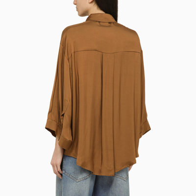 Shop Federica Tosi Brown Viscose Shirt