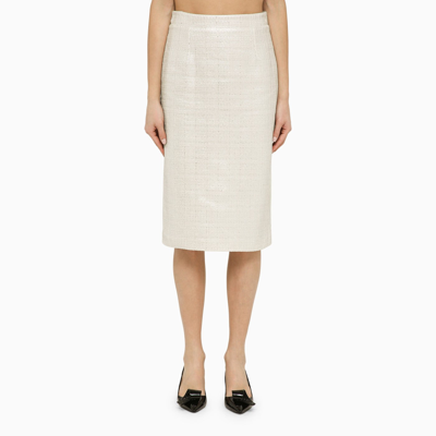 Shop Federica Tosi Silver Cotton Blend Midi Skirt