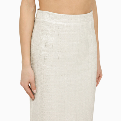 Shop Federica Tosi Silver Cotton Blend Midi Skirt