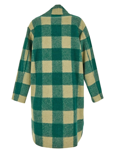 Shop Isabel Marant Étoile Checked Coat In Green