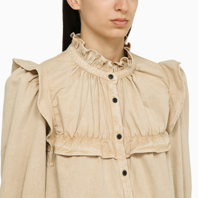 Shop Isabel Marant Étoile Idety Beige Cotton Shirt