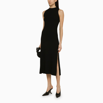 Shop Ivy & Oak Ivy Oak Black Viscose Ribbed Midi Dress