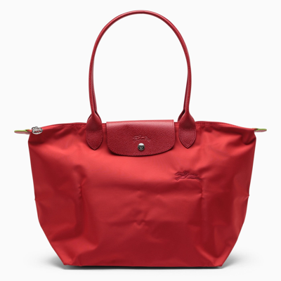 Shop Longchamp Red L Le Pliage Green Bag