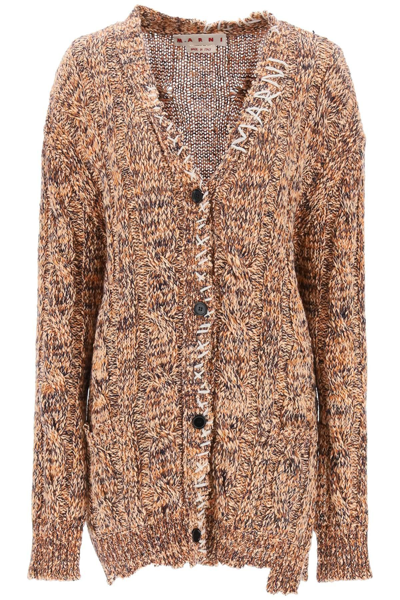 Shop Marni Mouliné Cardigan With Embroideries
