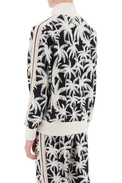 Shop Palm Angels Zip Up Sweatshirt With Palms Print