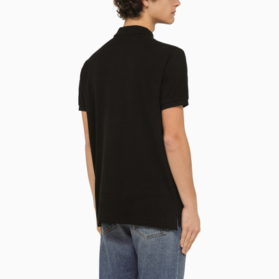 Shop Polo Ralph Lauren Black Piqué Polo Shirt With Logo