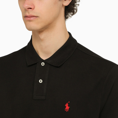 Shop Polo Ralph Lauren Black Piqué Polo Shirt With Logo
