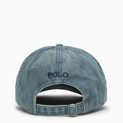 Shop Polo Ralph Lauren Denim Light Blue Baseball Cap With Logo