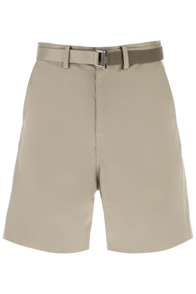Shop Sacai Cotton Belted Shorts