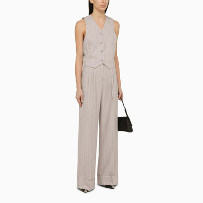 Shop The Andamane Nathalie Pearl Grey Pinstripe Trousers