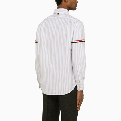 Shop Thom Browne White And Grey Striped Oxford Shirt