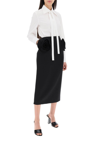 Shop Valentino Garavani Crepe Couture Pencil Skirt With Rose Appliqués