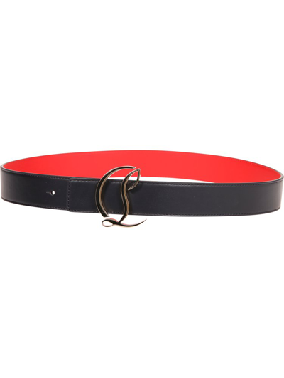 Shop Christian Louboutin Cl Logo Buckle Reversible Belt In Black