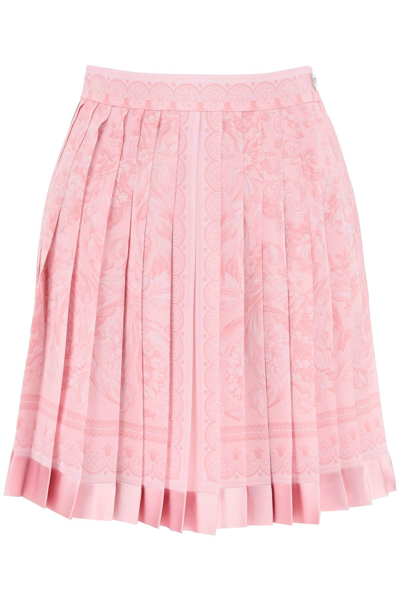 Shop Versace Barocco Pleated Mini Skirt