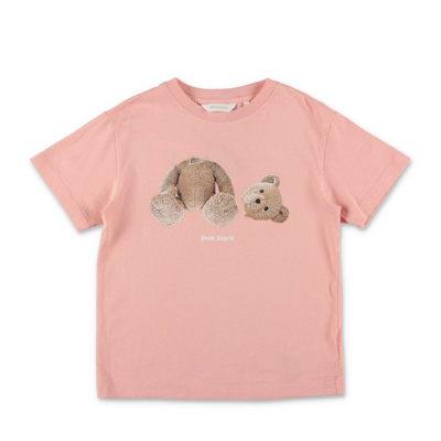 Shop Palm Angels Kids Bear Printed Crewneck T In Pink