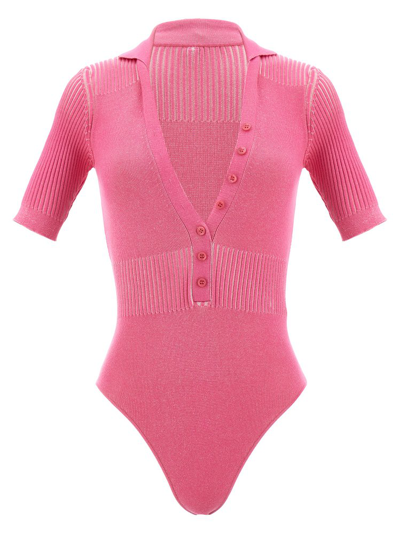 Shop Jacquemus Le Body Yauco Collared Bodysuit In Pink