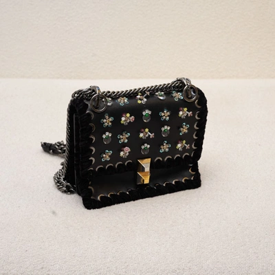 Pre-owned Fendi Kan I Bag Embellished Whipstitch Leather Small