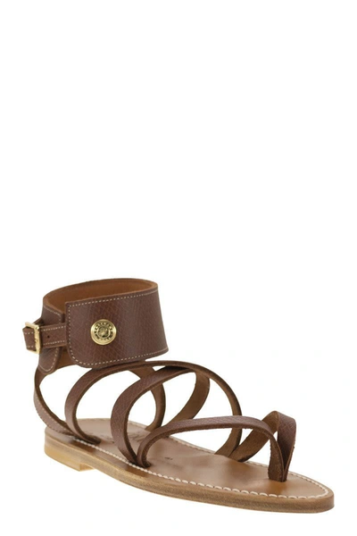 Shop Longchamp X K.jacques Leather Sandals In Brown