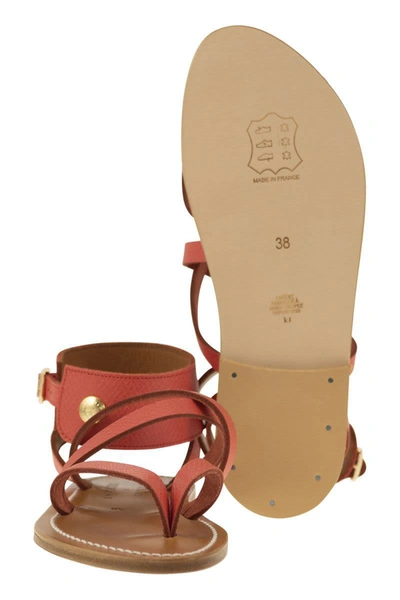 Shop Longchamp X K.jacques Leather Sandals In Strawberry