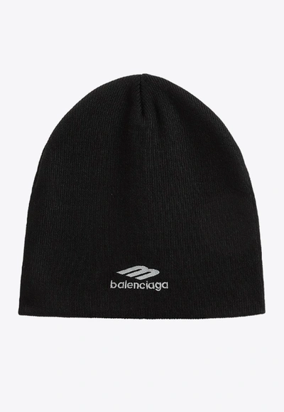 Shop Balenciaga 3b Sports Icon Beanie In Black