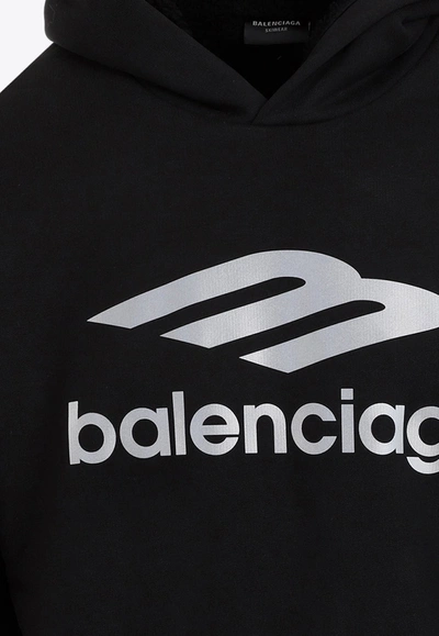 Shop Balenciaga 3b Sports Icon Oversized Hoodie In Black
