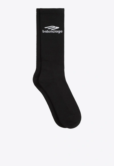 Shop Balenciaga 3b Sports Icon Ski Socks In Black