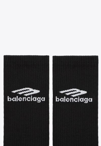 Shop Balenciaga 3b Sports Icon Ski Socks In Black