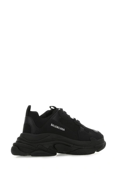 Shop Balenciaga Man Black Fabric And Synthetic Leather Triple S Sneakers